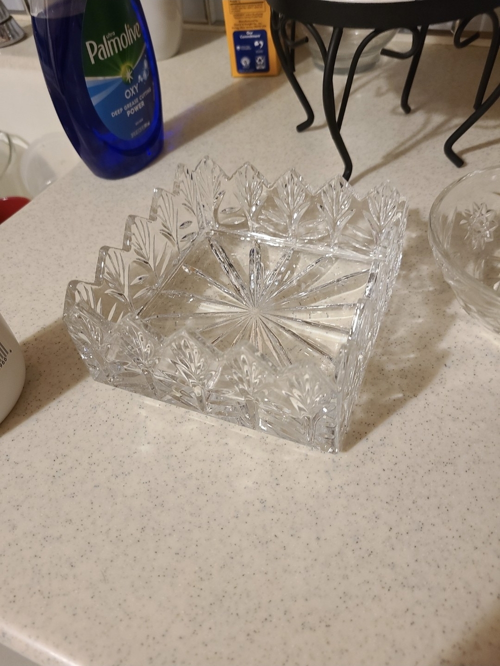 Vintage Clear Glass Decorative Square Vanity Tray